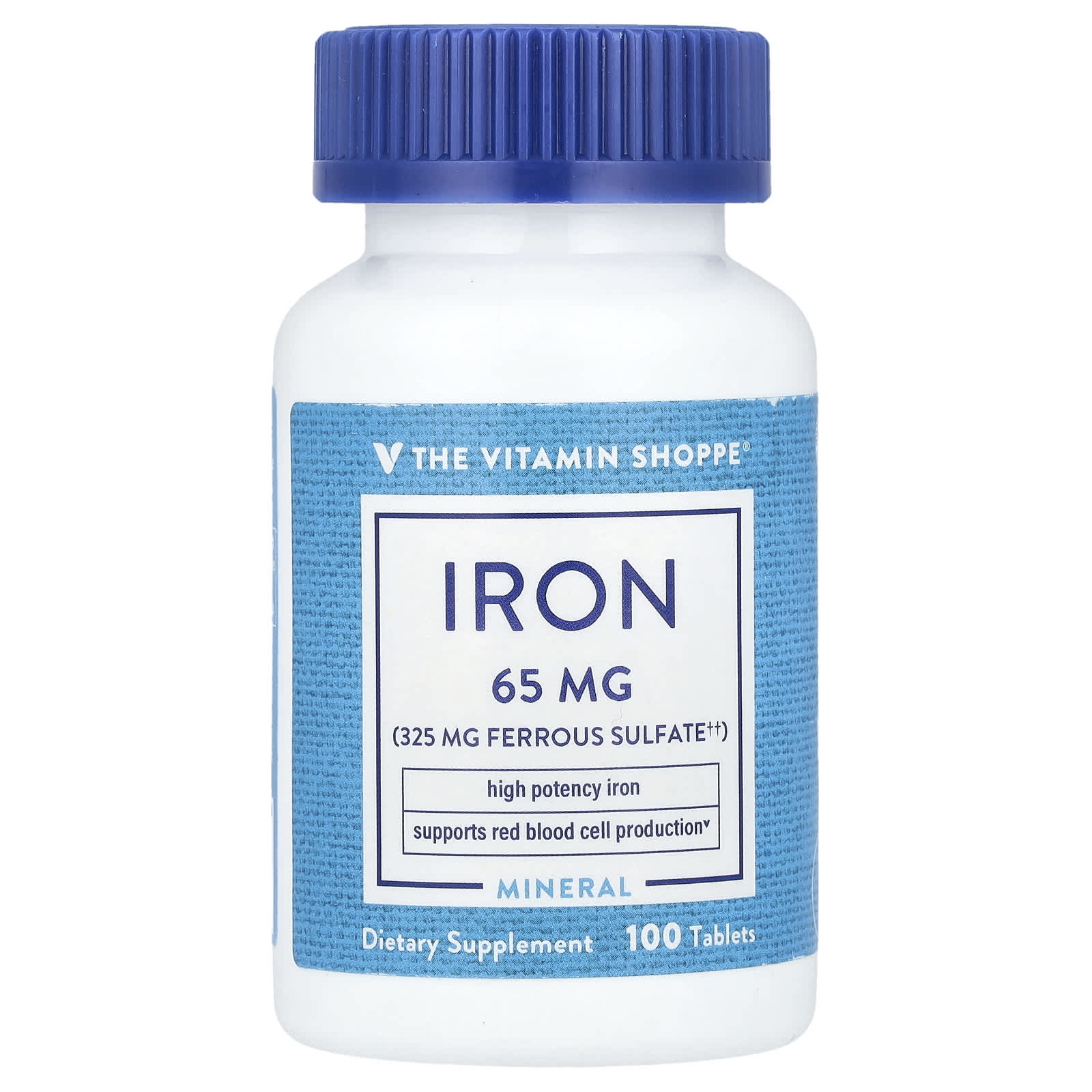 The Vitamin Shoppe, Iron, 65 mg, 100 Tablets - Image 1
