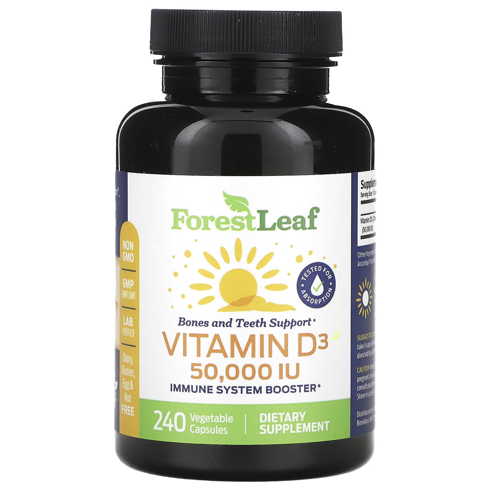 Vitamin D3 Supplement for Bone & Muscle Health - 240 Capsules - Image 1