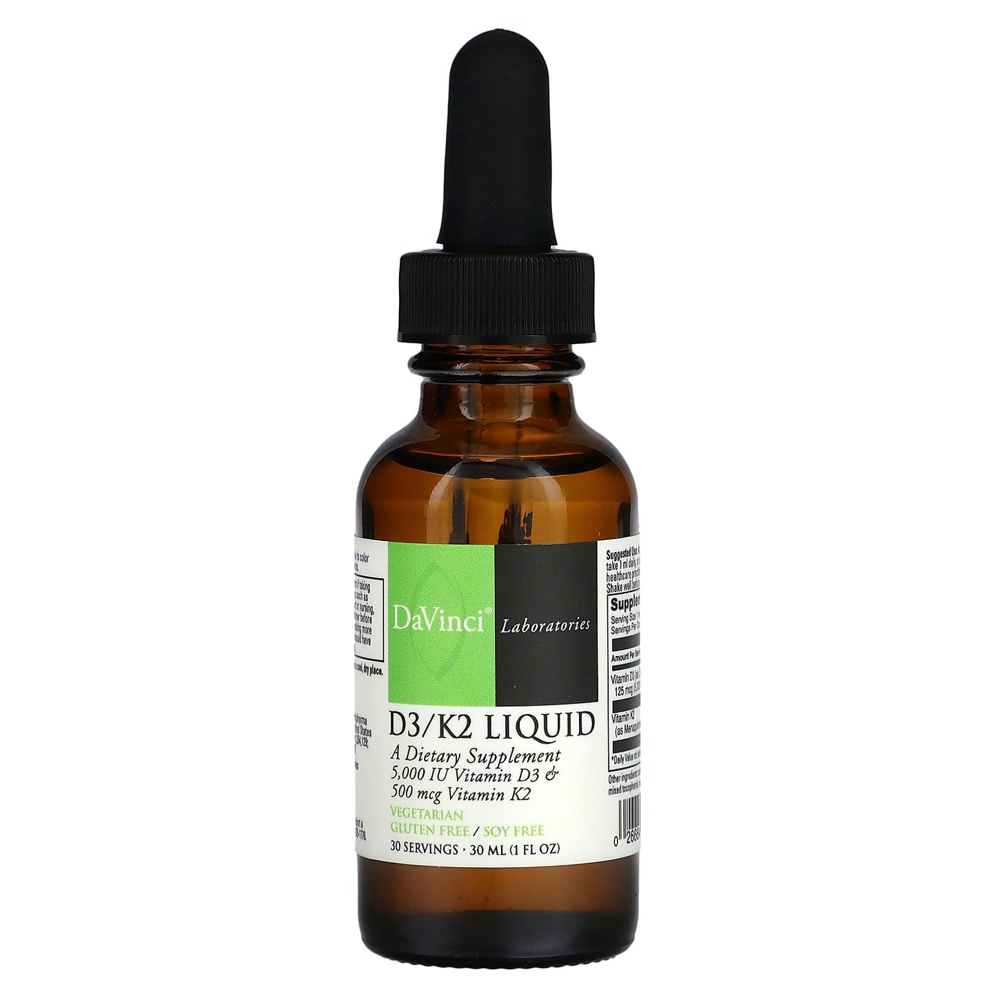 Vitamin D3 & K2 Liquid Supplement for Bone Health by DaVinci Laboratories - Image 1