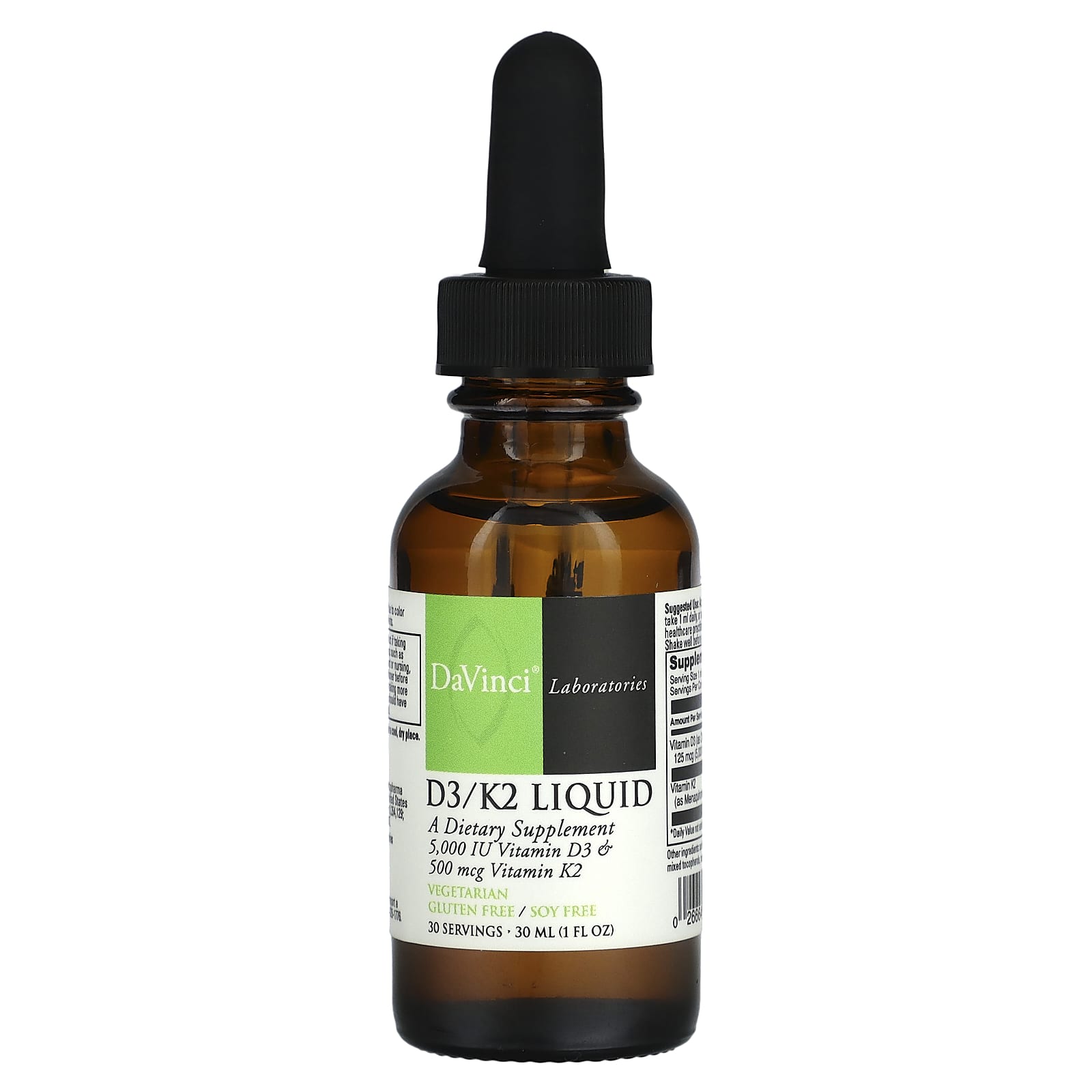 Vitamin D3 & K2 Liquid Supplement for Bone Health by DaVinci Laboratories - Image 1