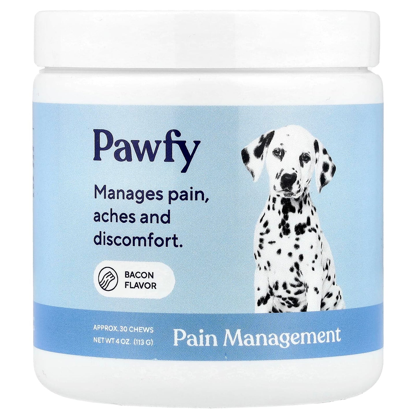 Pawfy, Pain Management, For Dogs, 6 Months+, Bacon, 30 Chews, 4 oz (113 g) - Image 1
