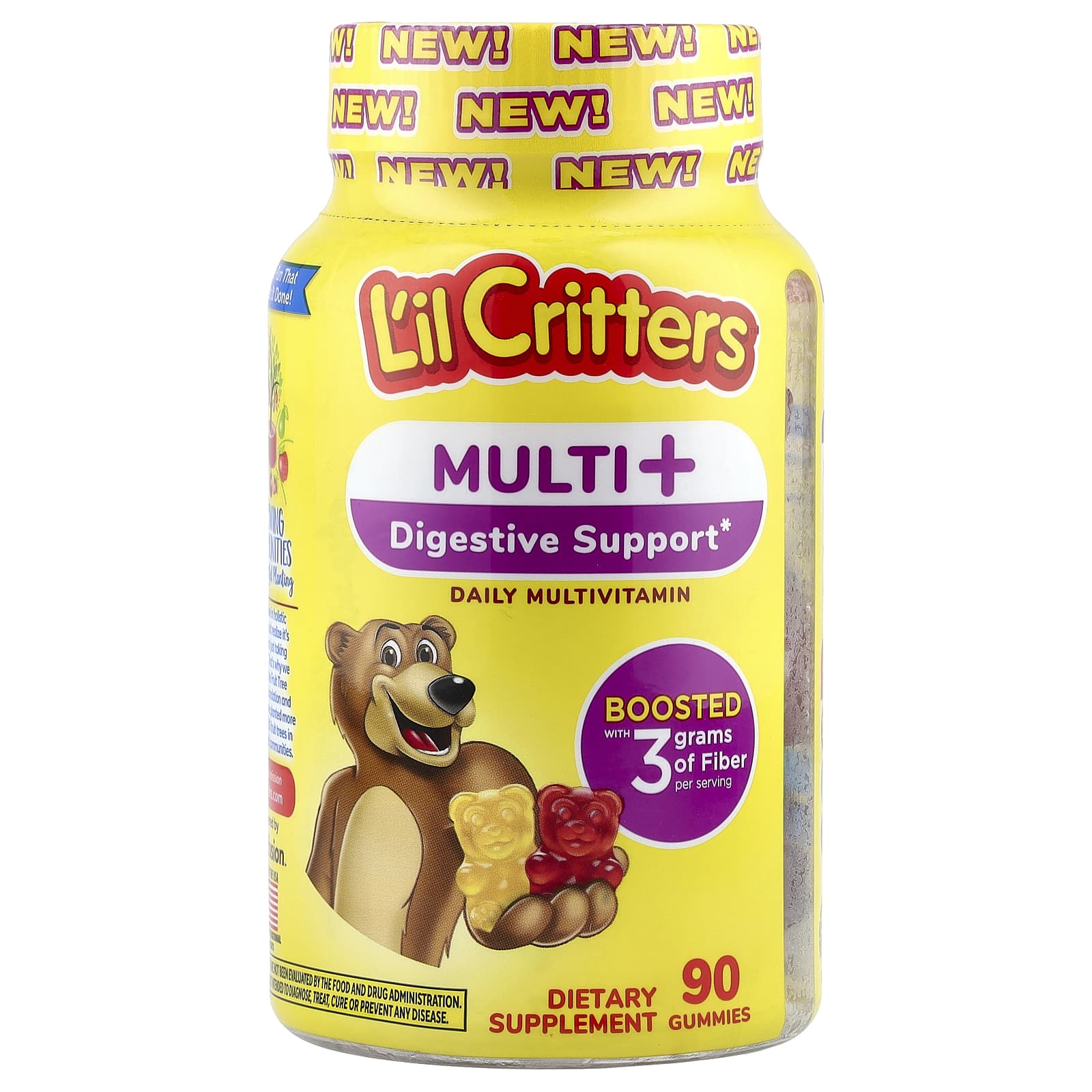 L'il Critters, Multi + Digestive Support, Daily Multivitamin Gummies, Chewy Cherry, Juice Orange , 90 Gummies