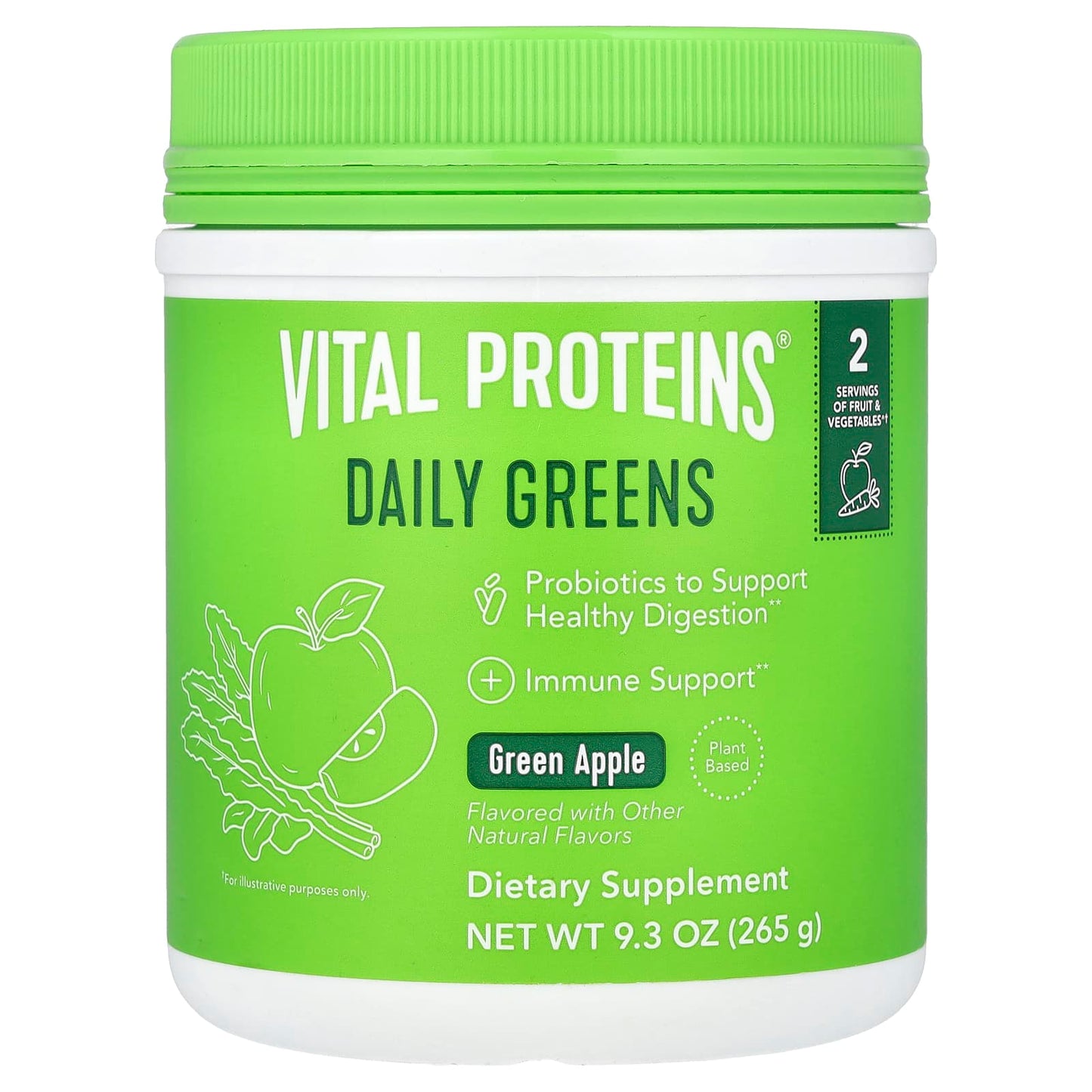 Vital Proteins, Daily Greens, Green Apple, 9.3 oz (265 g) - Image 1