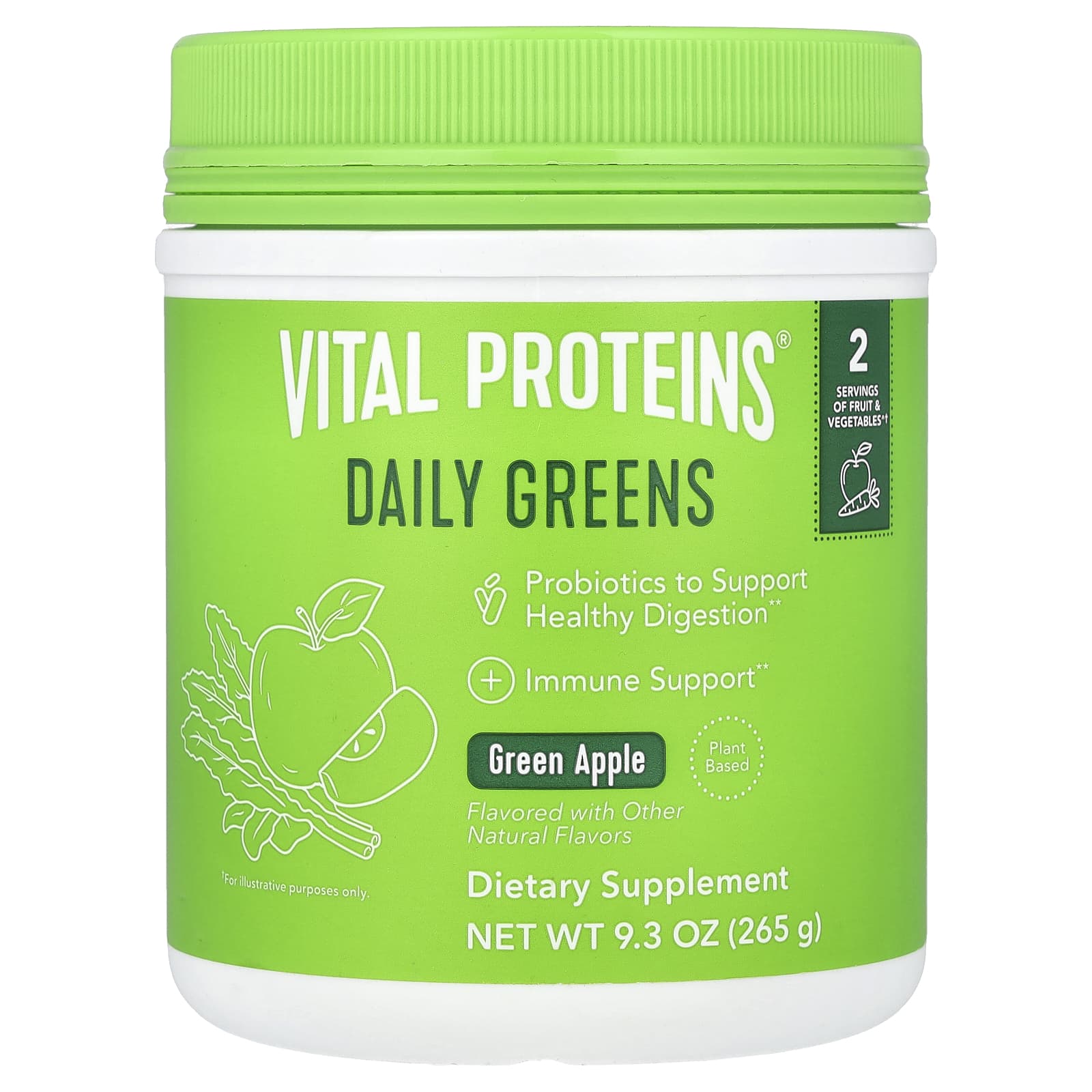 Vital Proteins, Daily Greens, Green Apple, 9.3 oz (265 g) - Image 1
