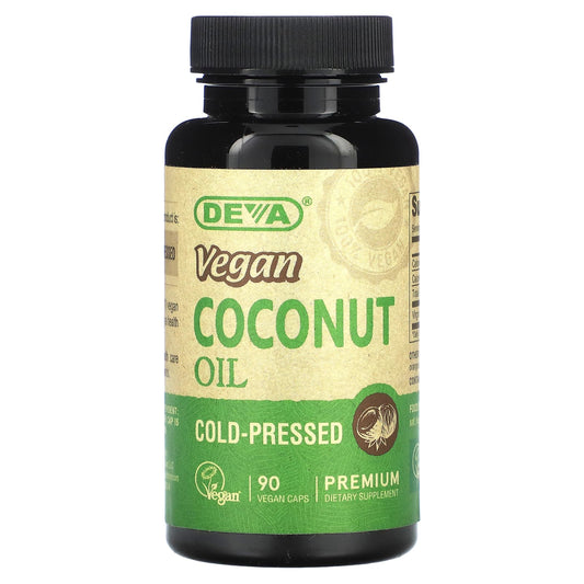 Vegan Coconut Oil Supplement, 90 Capsules, 500mg each - Deva - Image 1