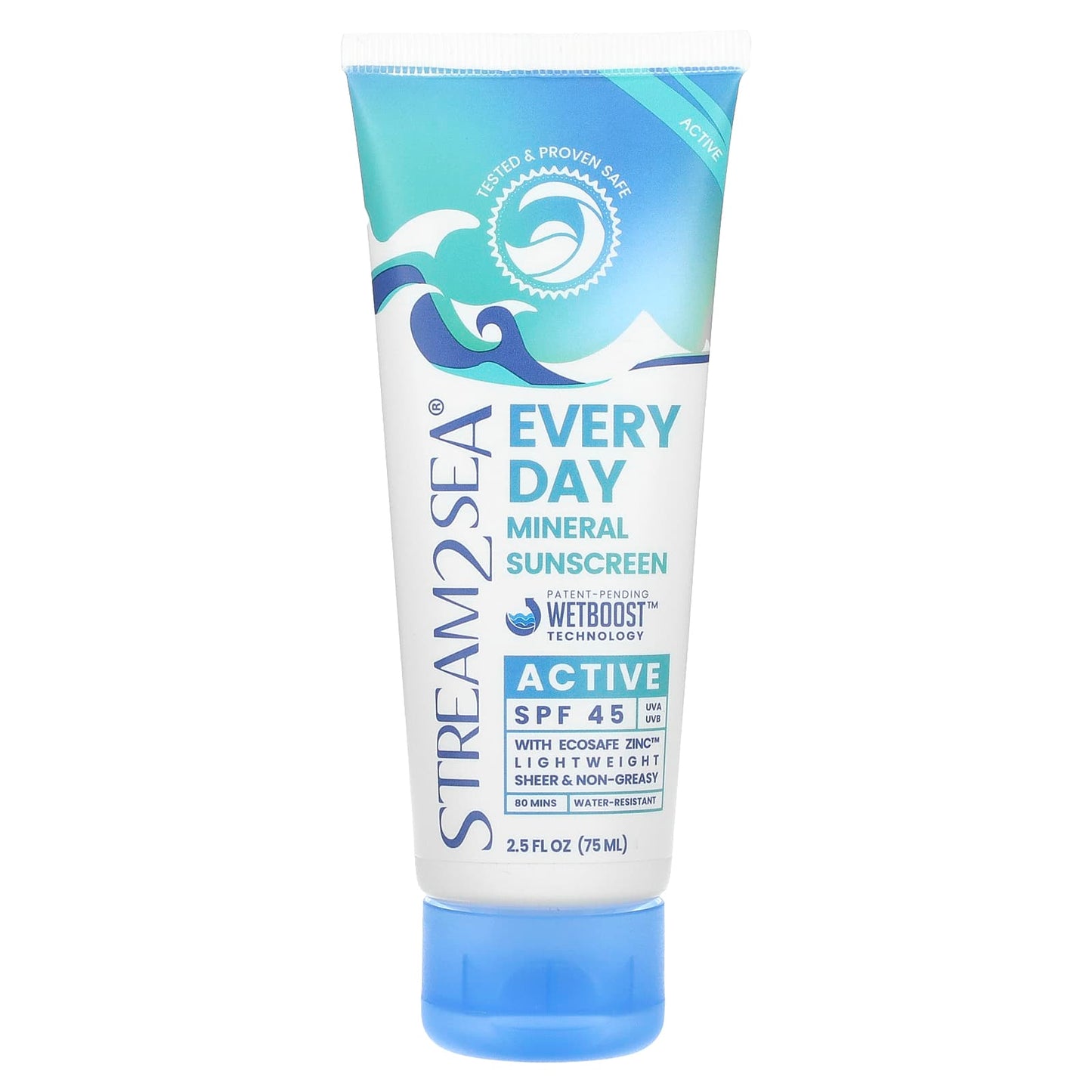 Stream2Sea, Every Day Mineral Sunscreen, Active, SPF 45, 2.5 fl oz (75 ml) - Image 1