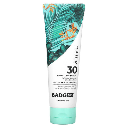 Badger Daily Mineral Sunscreen, SPF 30, 4 fl oz (118 ml) - Natural Protection for Healthy Skin - Image 1