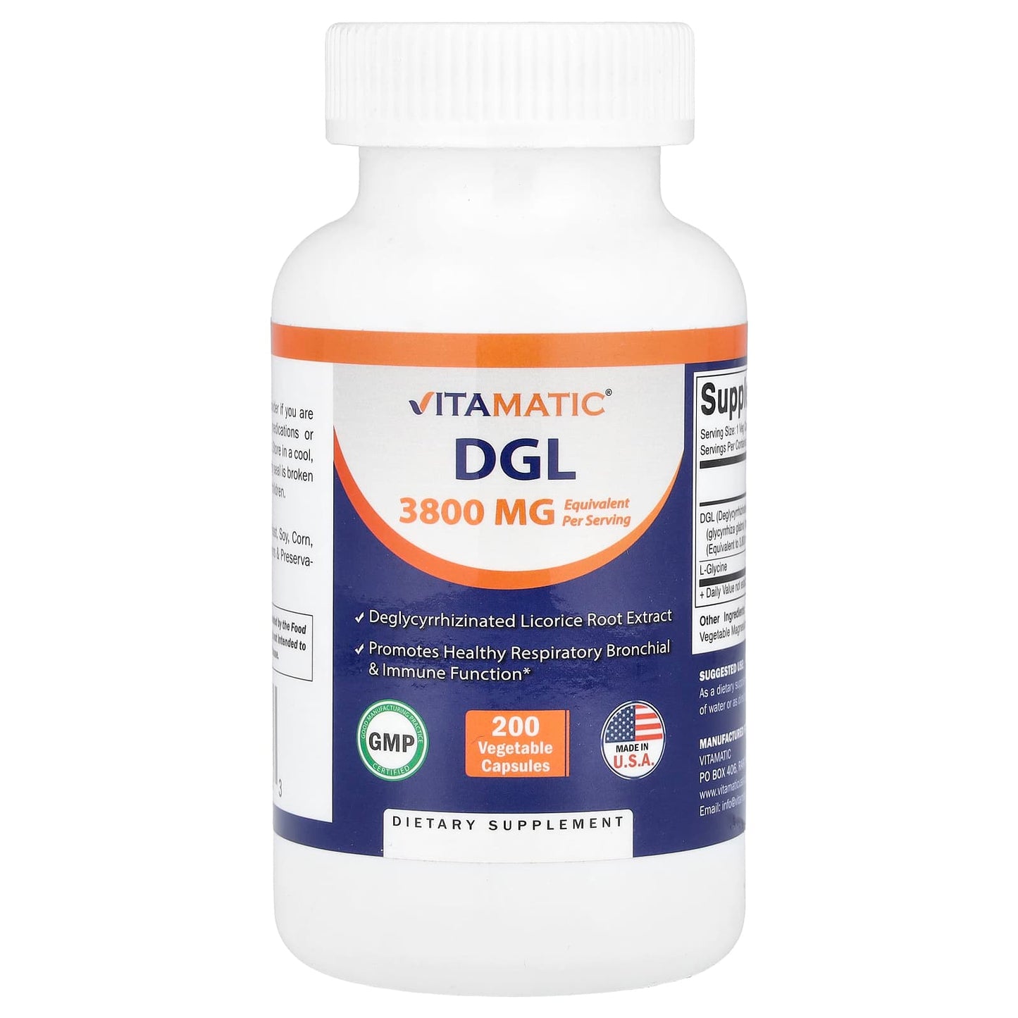 Vitamatic, DGL, 200 Vegetable Capsules - Image 1