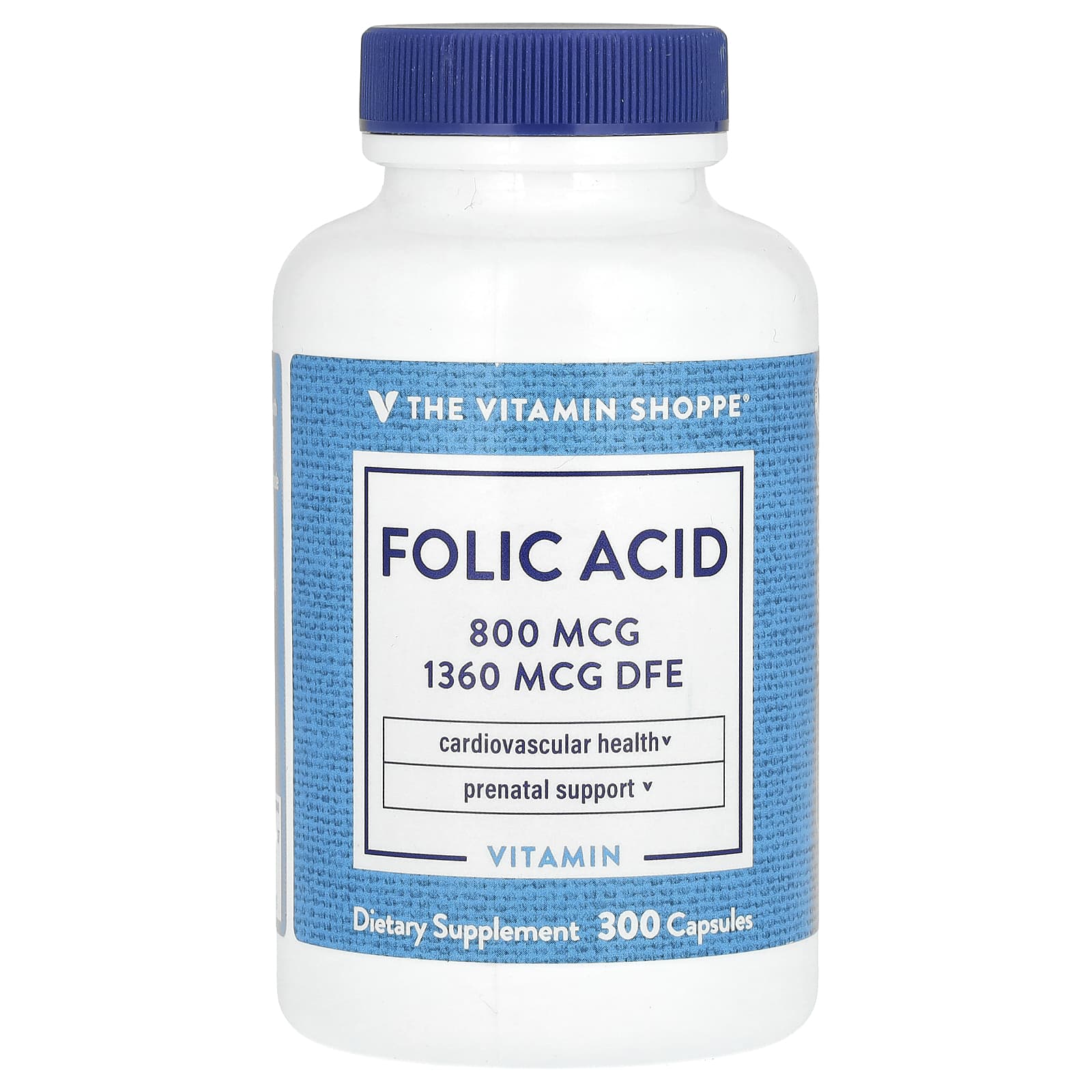 The Vitamin Shoppe, Folic Acid, 800 mcg, 300 Capsules - Image 1