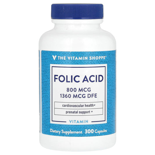 The Vitamin Shoppe, Folic Acid, 800 mcg, 300 Capsules - Image 1