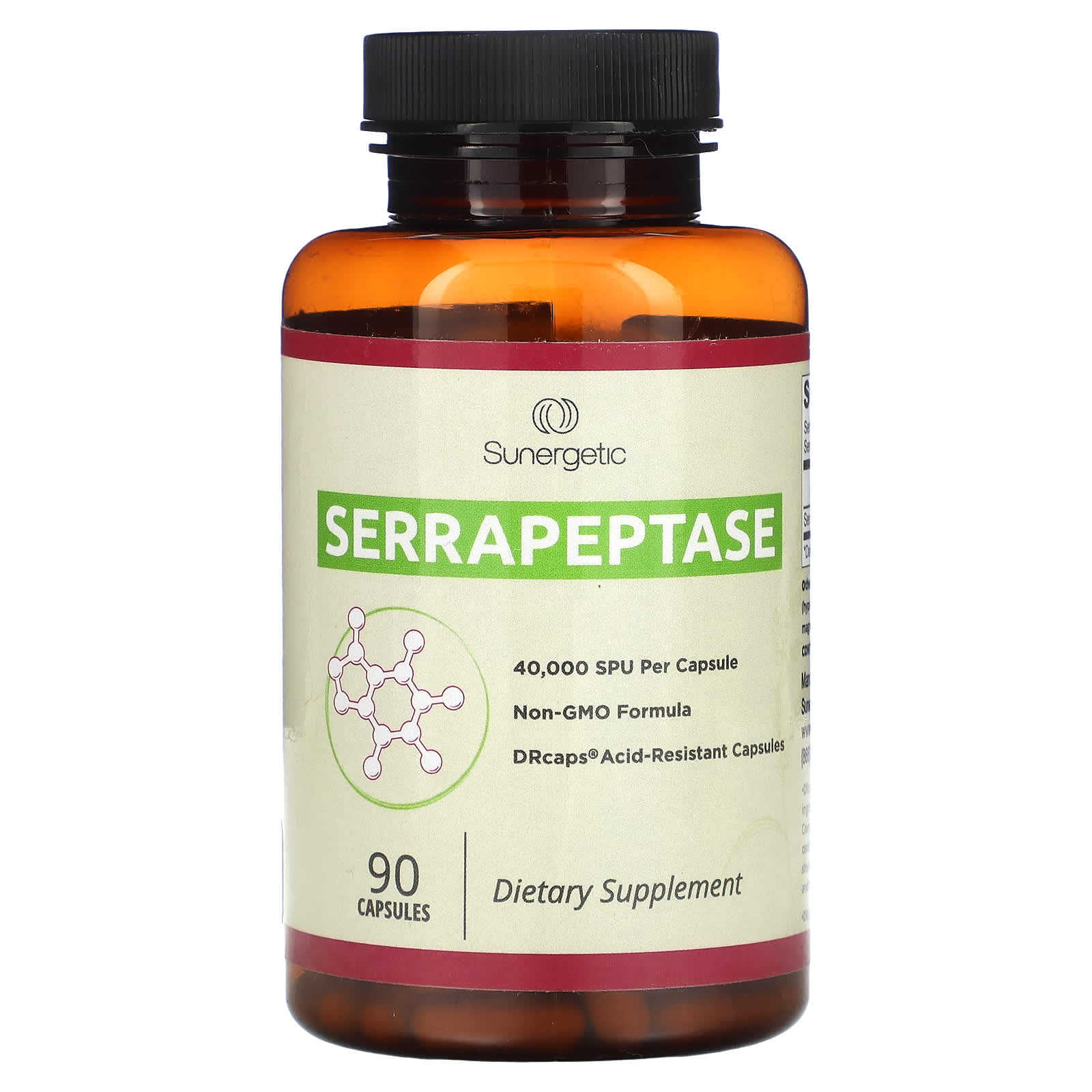 Sunergetic, Serrapeptase, 18 mg, 90 Capsules - Image 1