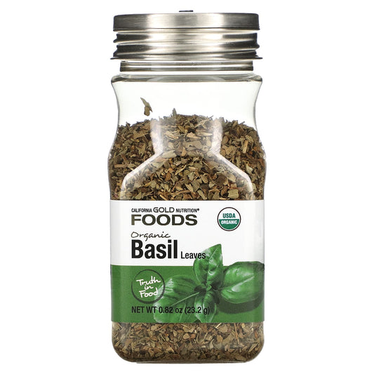 California Gold Nutrition Organic Basil Leaves, 0.82 oz - Non-GMO & Gluten-Free - Image 1