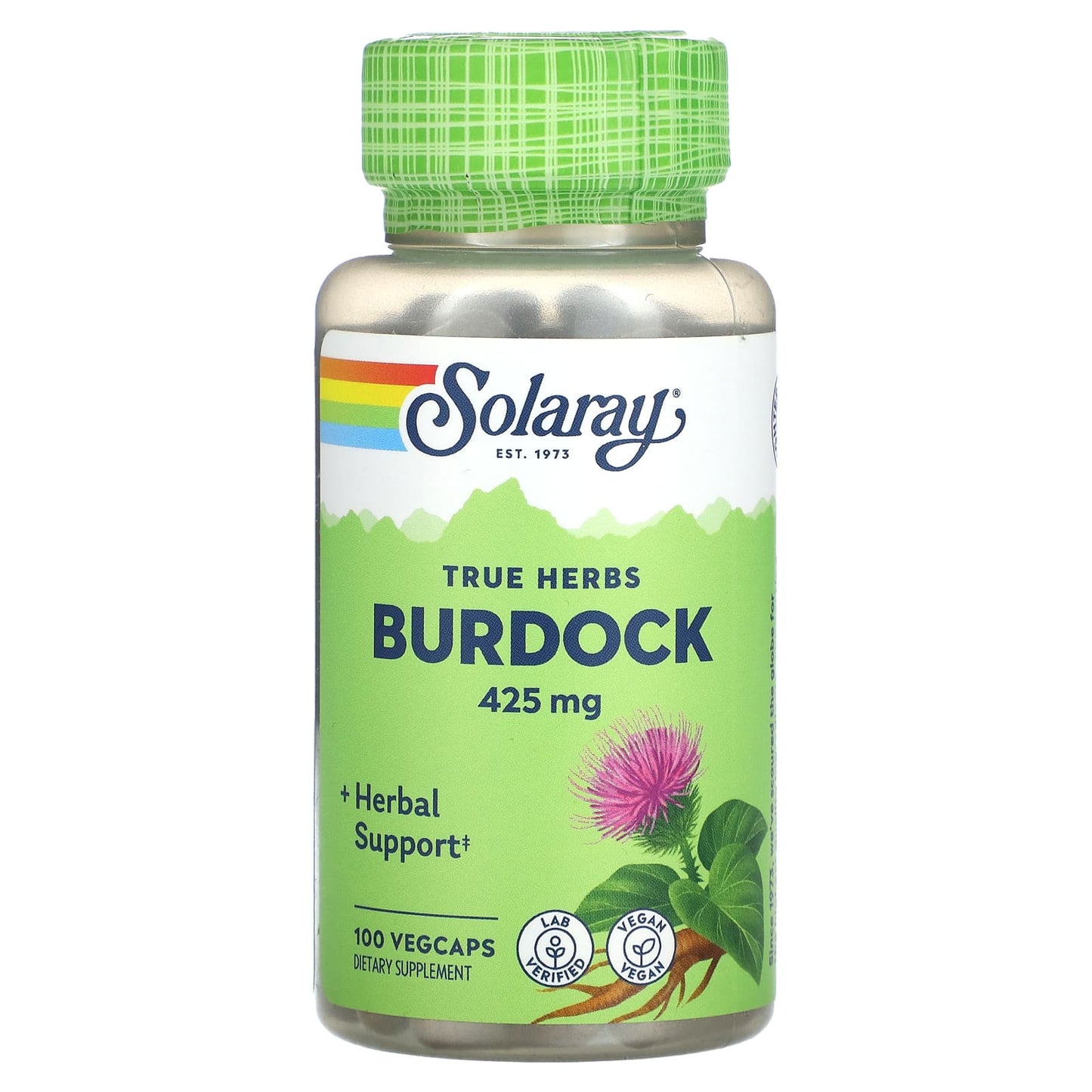 Solaray, True Herbs, Burdock, 425 mg, 100 VegCaps - Image 1