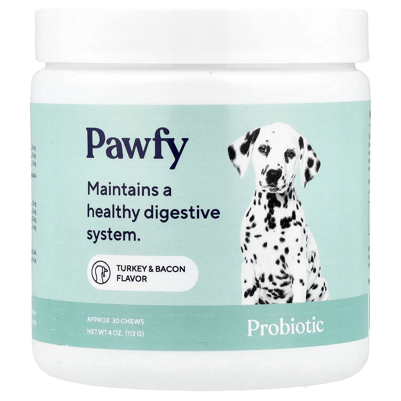 Pawfy, Probiotic, For Dogs, 6 Months+, Turkey & Bacon, 30 Chews, 4 oz (113 g) - Image 1