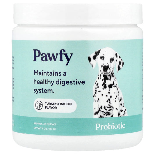 Pawfy, Probiotic, For Dogs, 6 Months+, Turkey & Bacon, 30 Chews, 4 oz (113 g) - Image 1