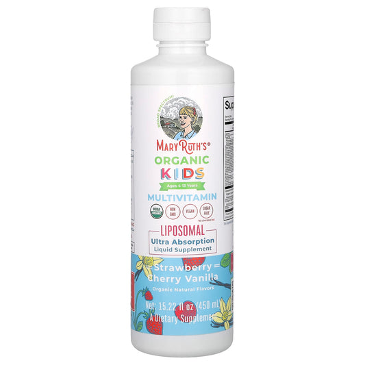 MaryRuth's, Organic Kids Multivitamin Liposomal, Ages 4-13 Years, Strawberry Cherry Vanilla, 15.22 fl oz (450 ml) - Image 1