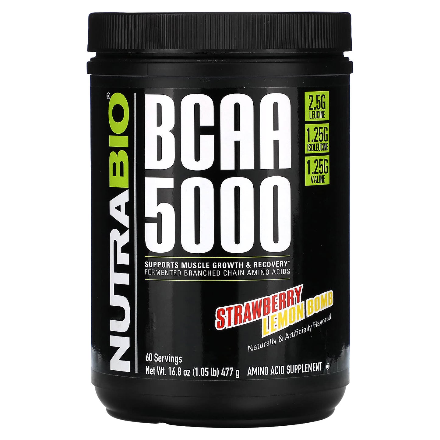 NutraBio, BCAA 5000, Strawberry Lemon Bomb, 1.05 lb (477 g) - Image 1