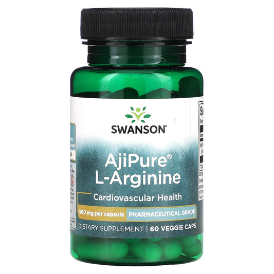 Swanson, AjiPure L-Arginine, 500 mg, 60 Veggie Caps - Image 1