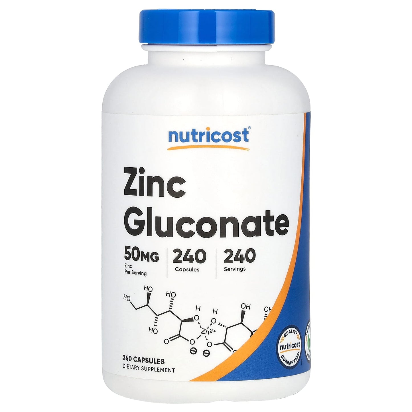 Nutricost, Zinc Gluconate, 50 mg, 240 Capsules - Image 1