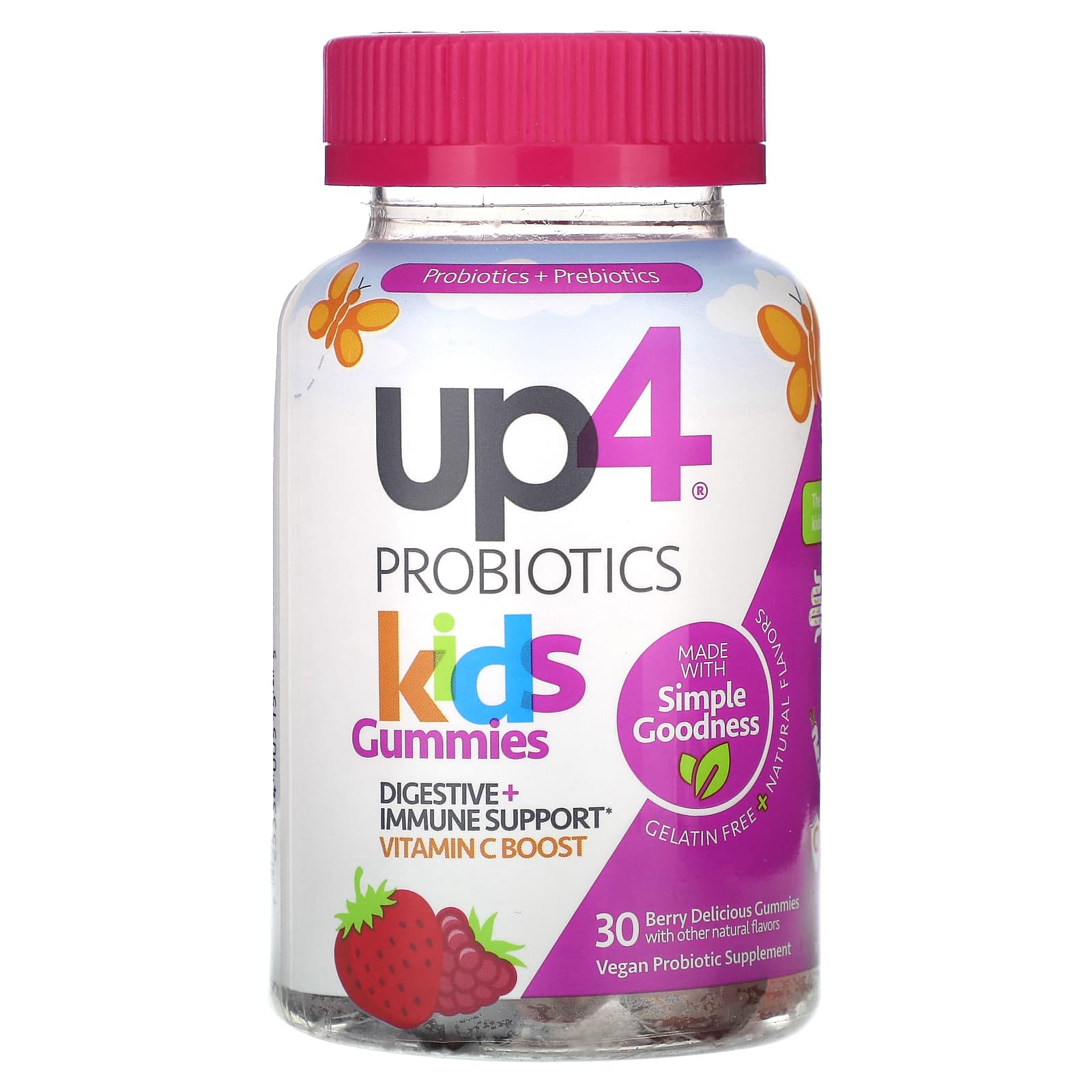 up4, Probiotics Kids Gummies,  Berry Delicious, 30 Gummies - Image 1