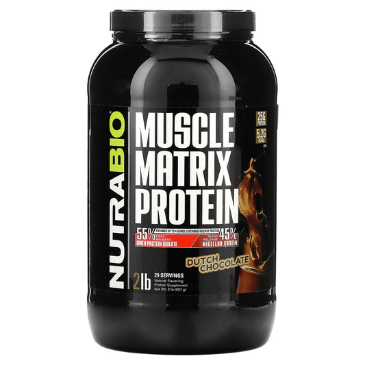 NutraBio, Muscle Matrix Protein, Dutch Chocolate, 2 lb (907 g) - Image 1