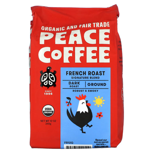 Peace Coffee, Organic French Roast, Ground, Dark Roast, 12 oz (340 g) - Image 1