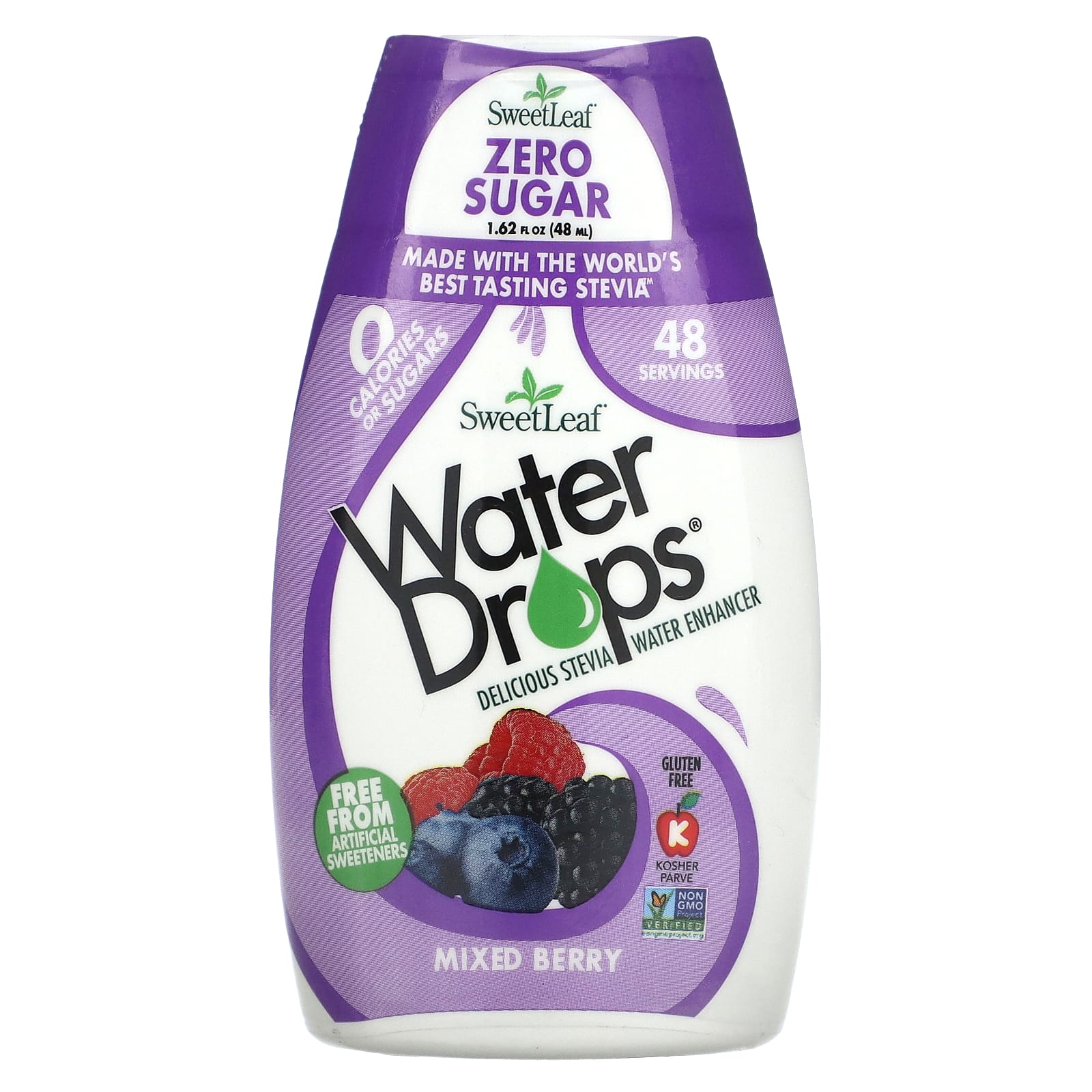 SweetLeaf Stevia, Water Drops, Delicious Stevia Water Enhancer, Mixed Berry, 1.62 fl oz (48 ml) - Image 1