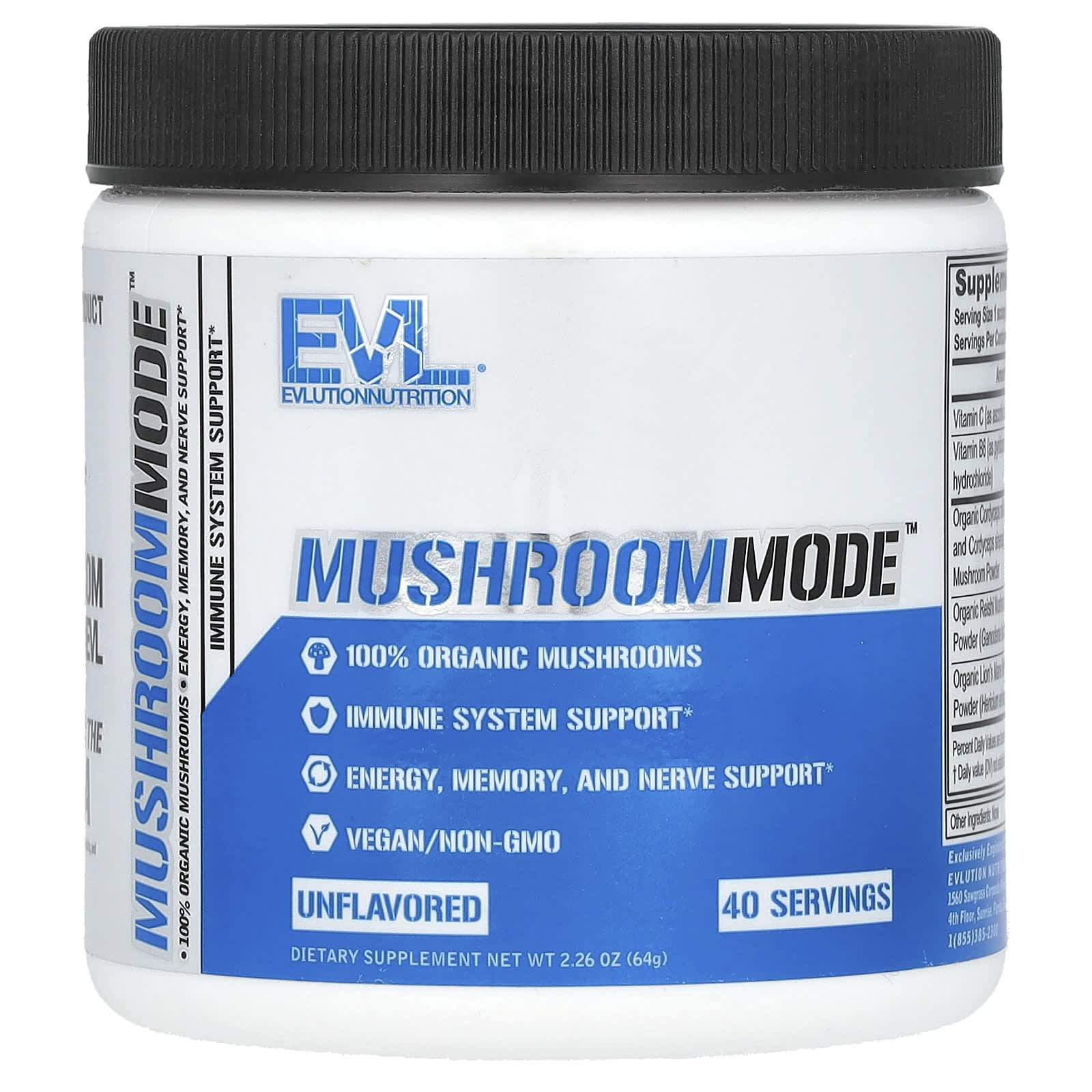 EVLution Nutrition MushroomMode Unflavored - Boost Immunity & Energy - Image 1