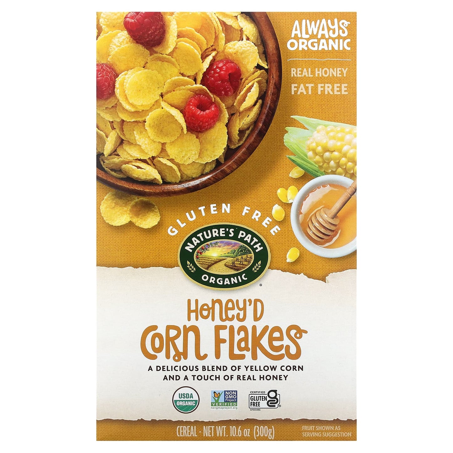 Nature's Path, Organic Honey'd Corn Flakes Cereal, 10.6 oz (300 g) - Image 1