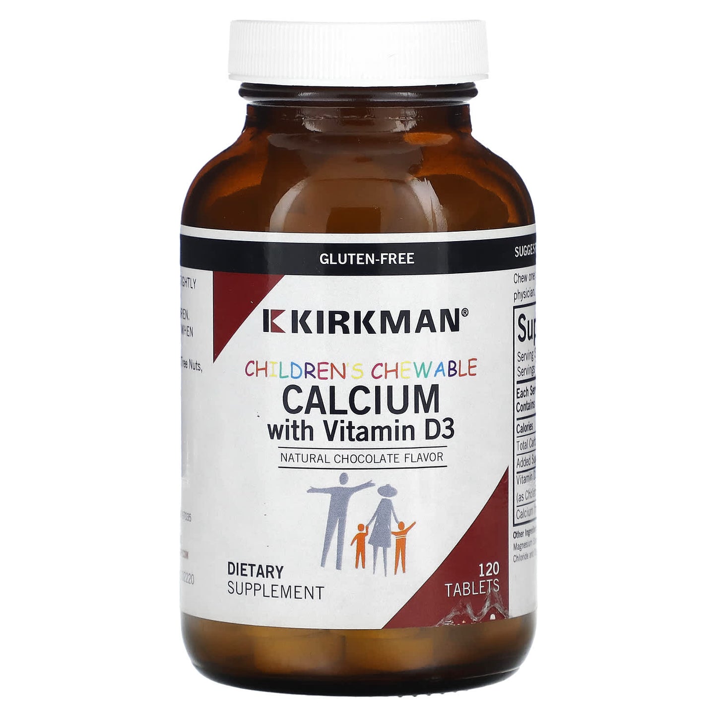 Kirkman Labs, Children's Chewable Calcium with Vitamin D3, Natural Chocolate, 120 Tablets - Image 1