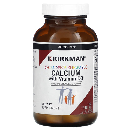 Kirkman Labs, Children's Chewable Calcium with Vitamin D3, Natural Chocolate, 120 Tablets - Image 1