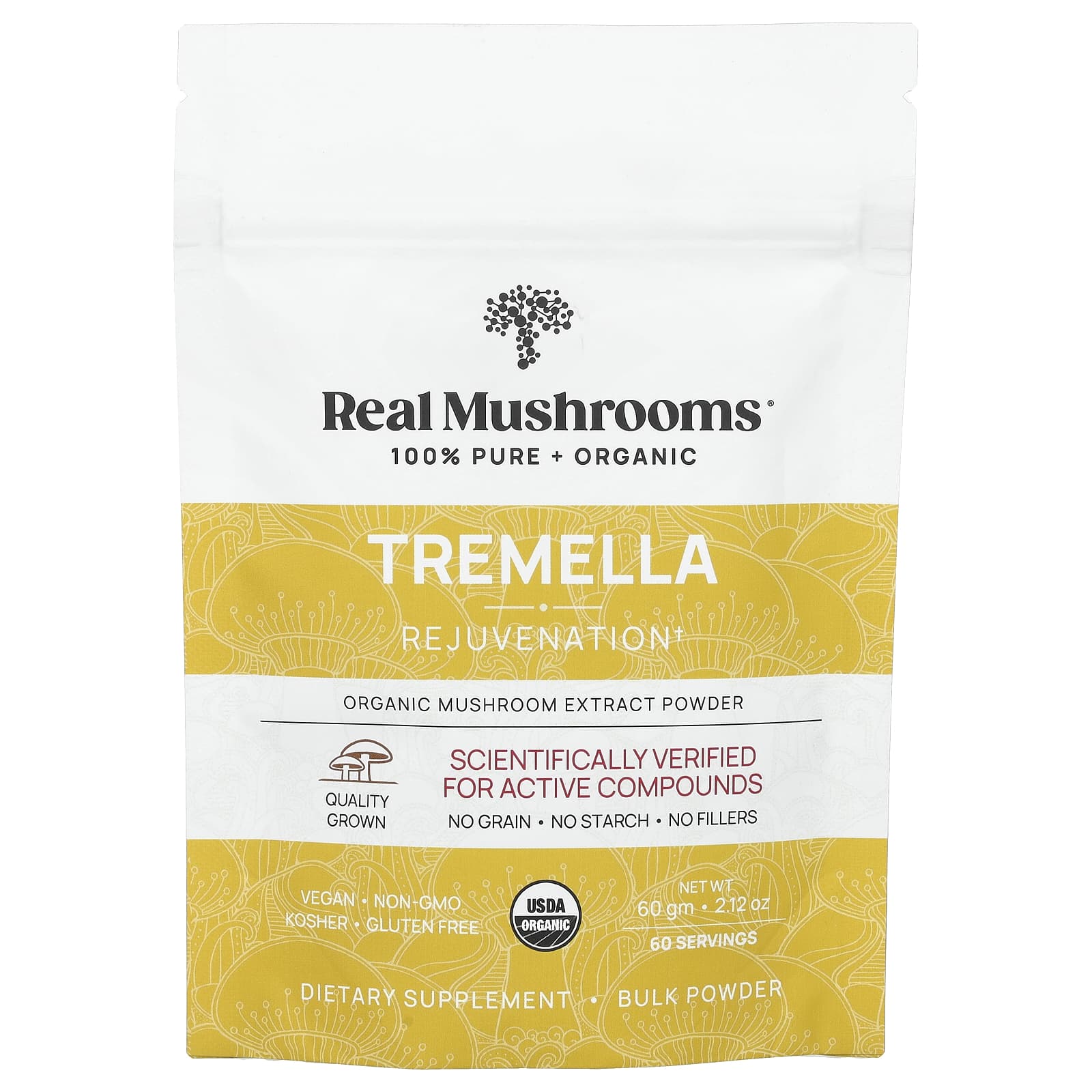 Real Mushrooms, Tremella, Organic Mushroom Extract Powder, 2.12 oz (60 g) - Image 1