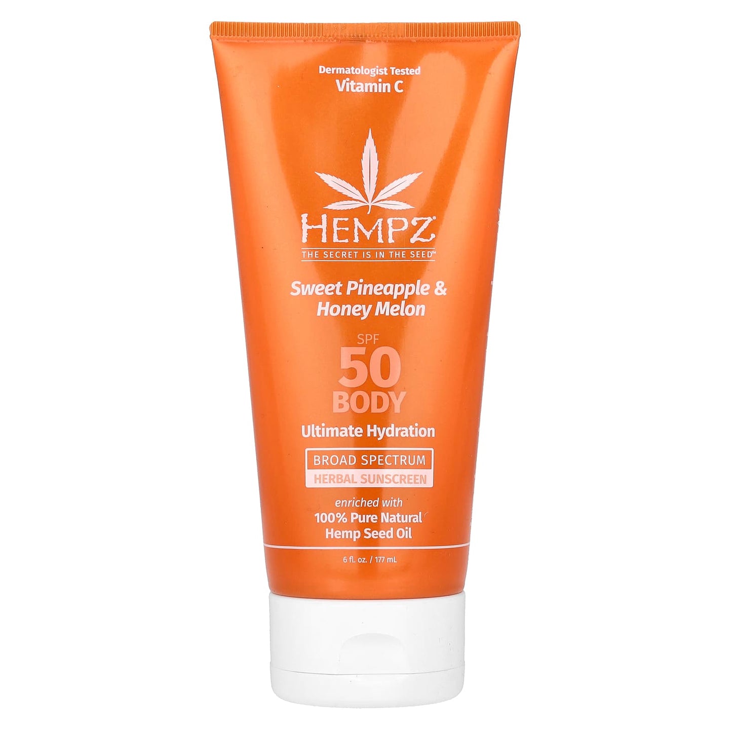 Hempz Herbal Sunscreen with SPF 50, Sweet Pineapple & Honey Melon, 6 fl oz - Image 1