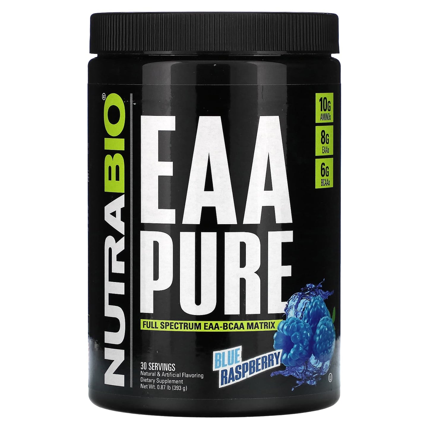 NutraBio, EAA Pure, Blue Raspberry, 0.87 lb (393 g) - Image 1