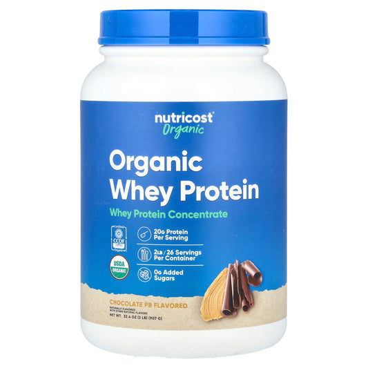 Nutricost, Organic Whey Protein, Chocolate PB, 2 lb (907 g) - Image 1