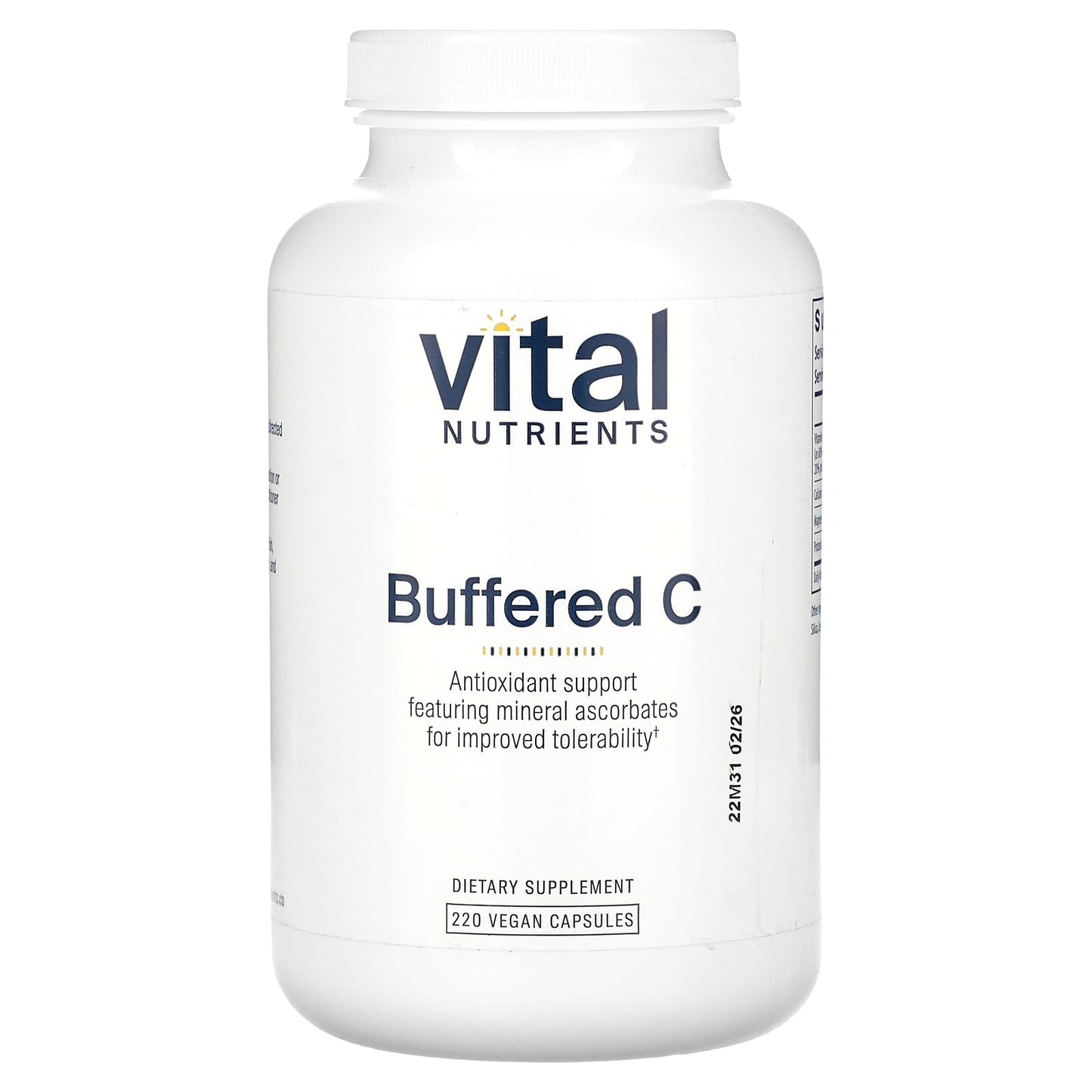 Vital Nutrients, Buffered C, 220 Vegan Capsules - Image 1