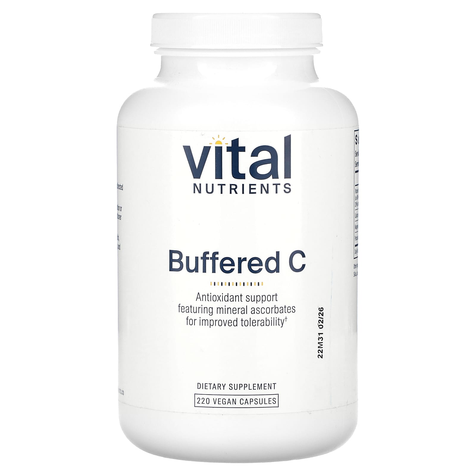 Vital Nutrients, Buffered C, 220 Vegan Capsules - Image 1