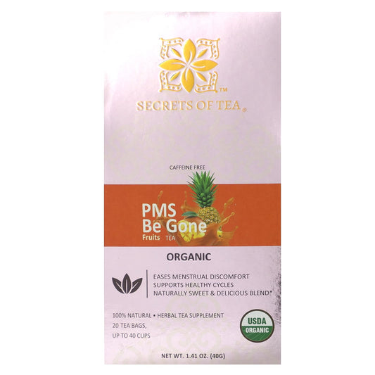 Secrets of Tea, Organic PMS Be Gone Fruits Tea, Caffeine Free, 20 Tea Bags, 1.41 oz (40 g) - Image 1
