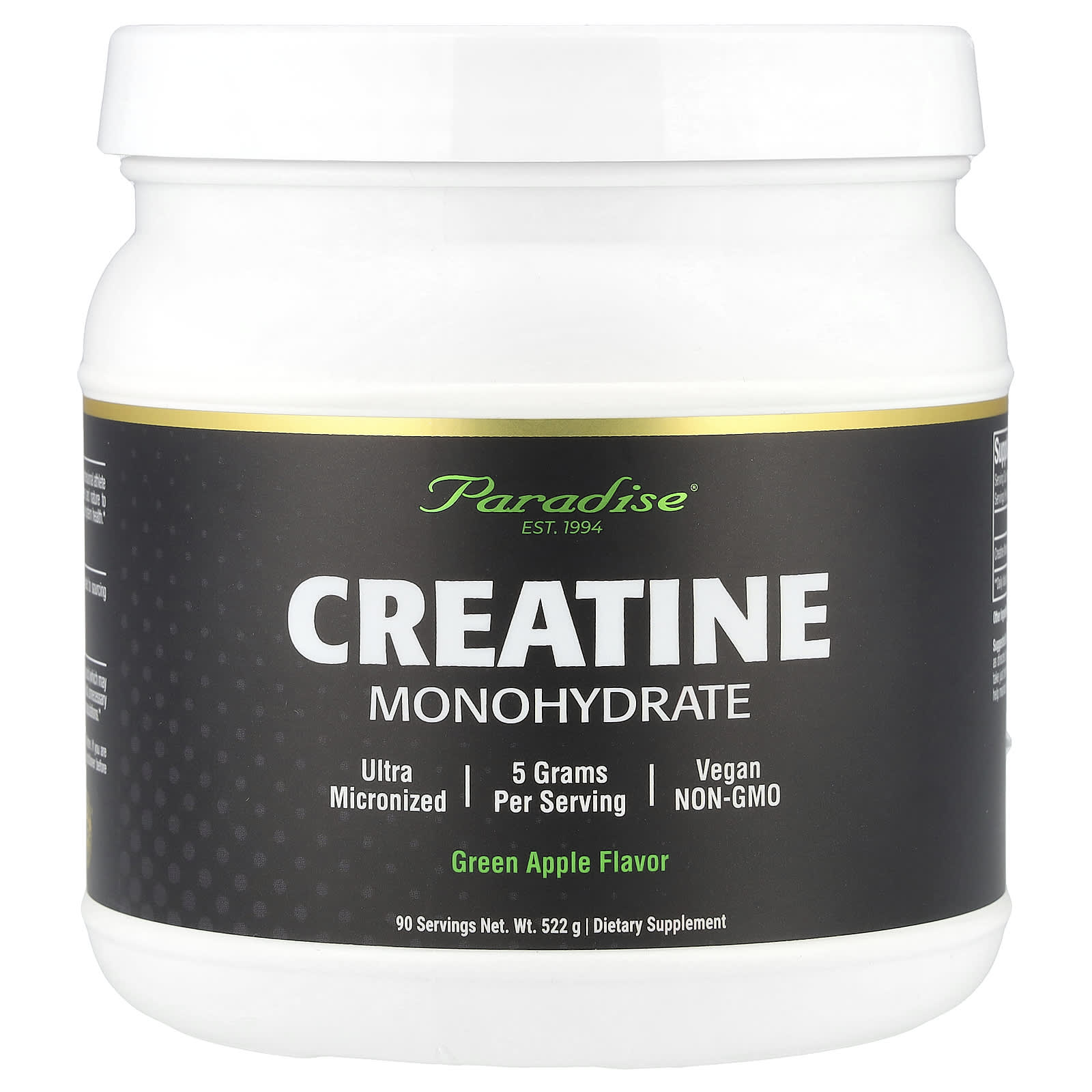 Paradise Herbs, Creatine Monohydrate, Green Apple, 522 g - Image 1