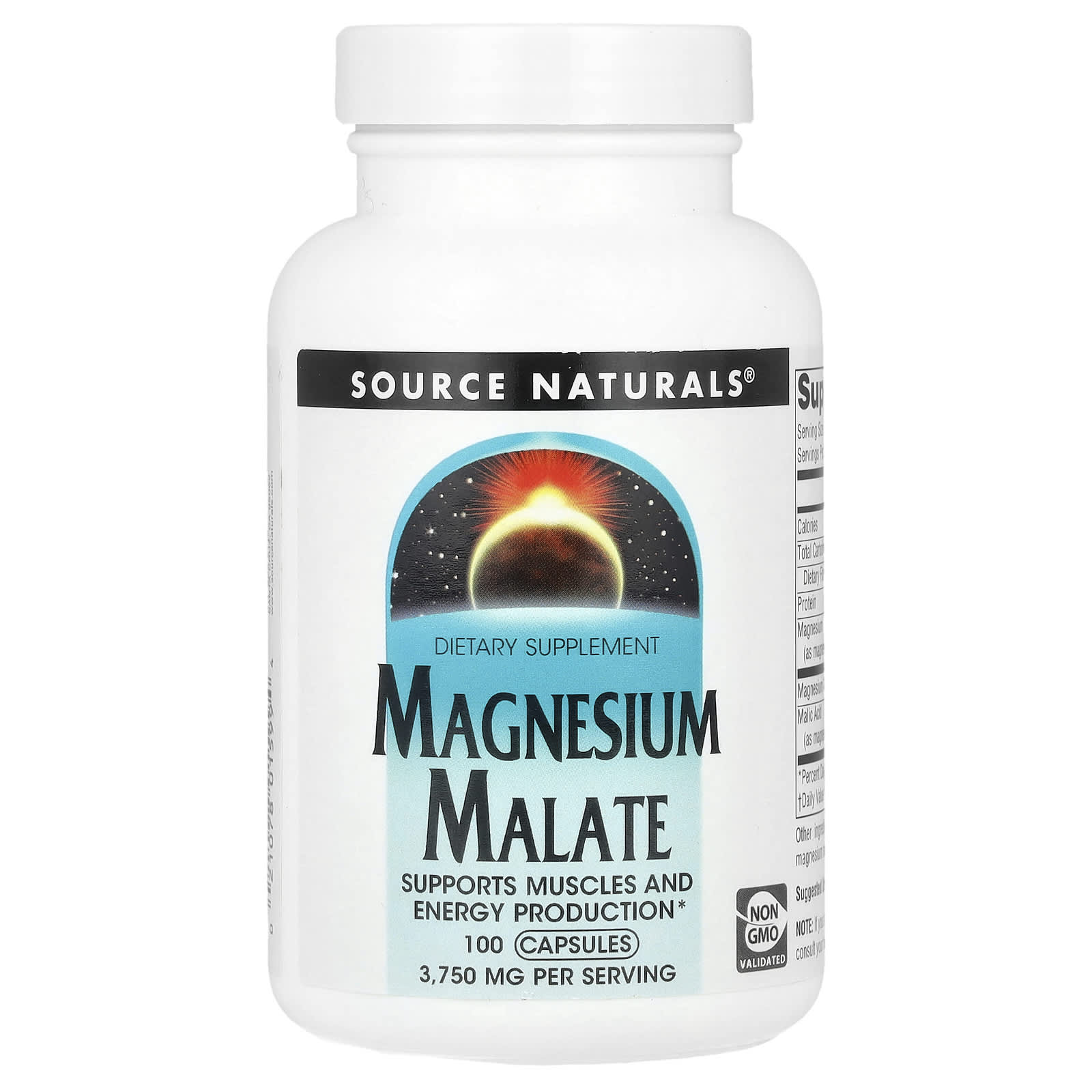 Source Naturals, Magnesium Malate, 100 Capsules - Image 1