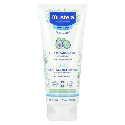 Mustela, Baby, 2 in 1 Cleansing Gel, Hair and Body, Normal Skin, 6.76 fl oz (200 ml) - Image 1