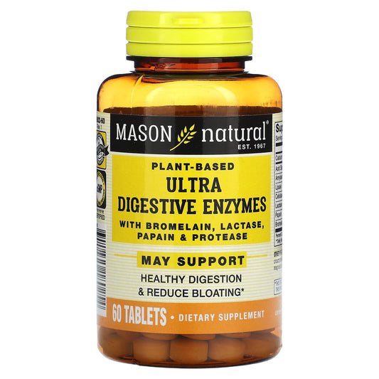 Mason Natural, Plant-Based Ultra Digestive Enzymes, 60 Tablets - Image 1