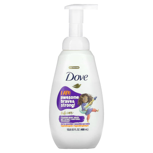 Dove Kids Care Berry Smoothie Foaming Body Wash, Hypoallergenic, 13.5 fl oz (400 ml) - Image 1