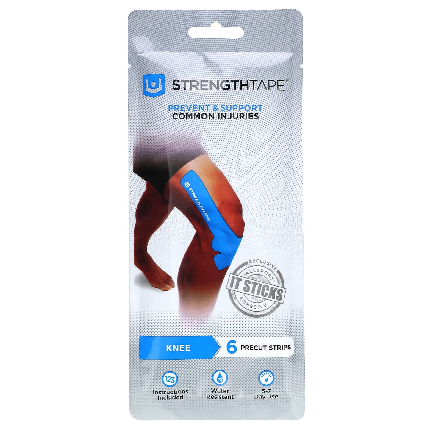 Strengthtape, Kinesiology Athletic Tape, Knee, 6 Precut Strips - Image 1