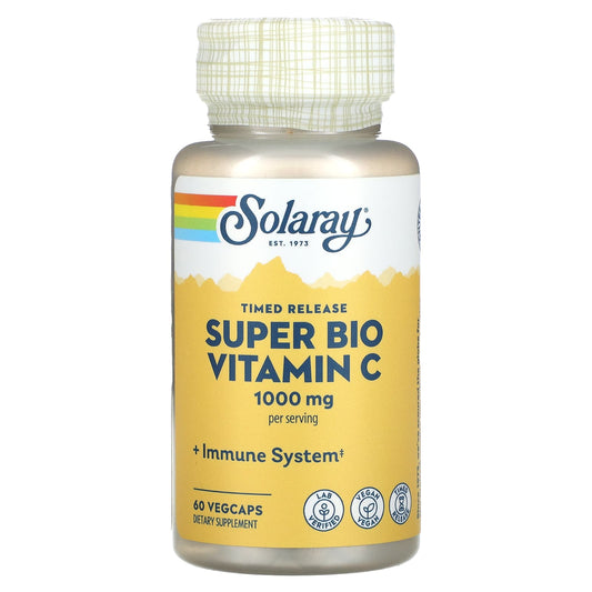 Solaray, Super Bio Vitamin C, Timed Release, 1,000 mg, 60 VegCaps (500 mg per Capsule) - Image 1