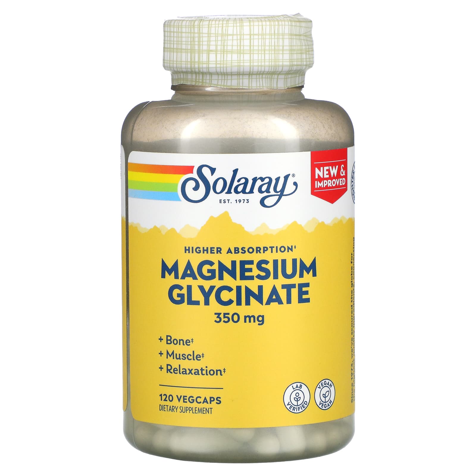 Solaray, High Absorption Magnesium Glycinate, 350 mg, 120 VegCaps - Image 1