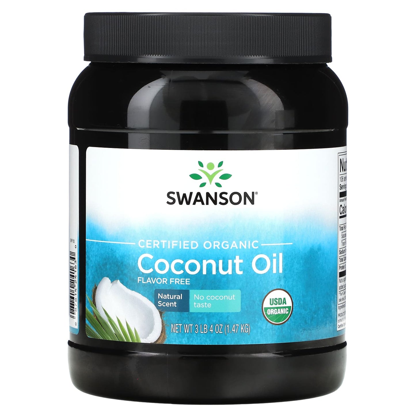 Swanson, Certified Organic Coconut Oil, Flavor Free, 3 lbs 4 oz (1.47 kg) - Image 1