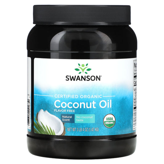 Swanson, Certified Organic Coconut Oil, Flavor Free, 3 lbs 4 oz (1.47 kg) - Image 1