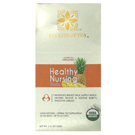 Secrets of Tea, Organic Healthy Nursing Fruits Tea, Caffeine Free, 20 Tea Bags, 1.41 oz (40 g) - Image 1