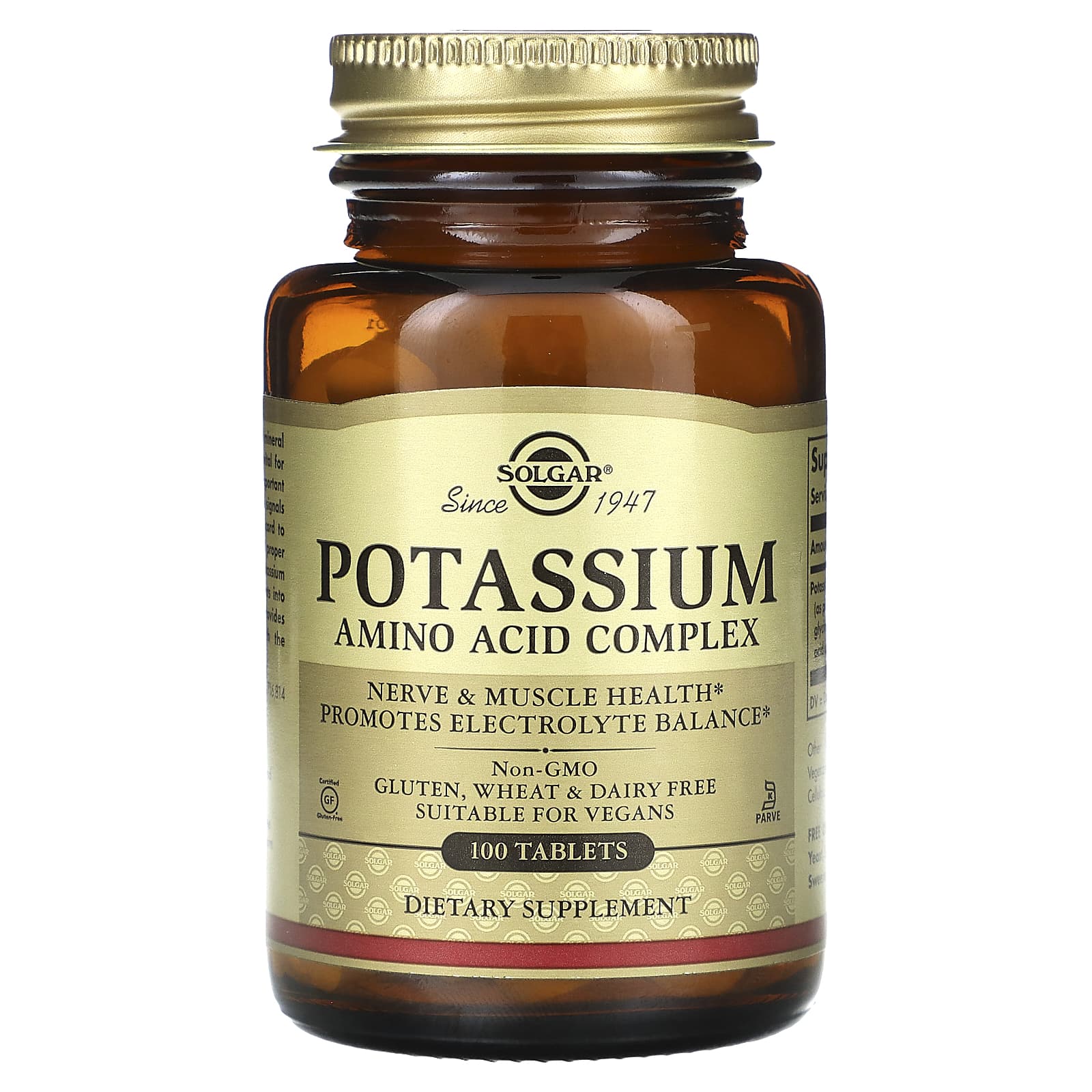 Solgar, Potassium Amino Acid Complex, 100 Tablets (99 mg per Tablet) - Image 1
